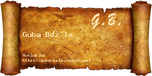 Guba Béla névjegykártya